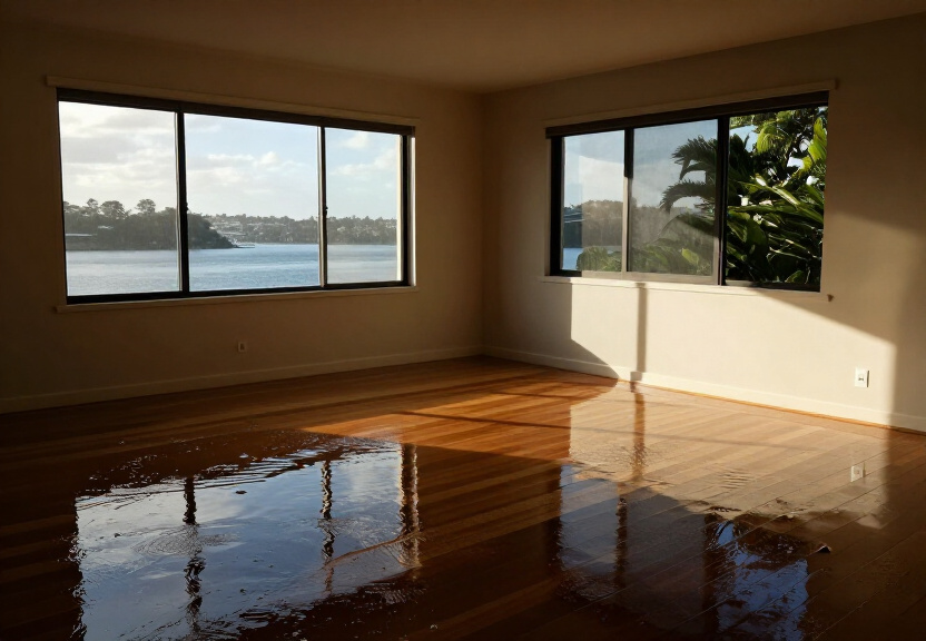 Flooded Huntingwood living room with water damage