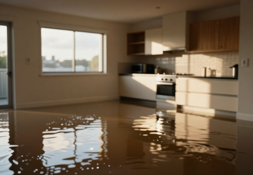 Water-damaged Huntingwood office with soaked carpets